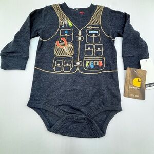 Carhartt Baby Fishing Vest Bodysuit 9 Months Knit Longsleeve Crewneck Infant NWT
